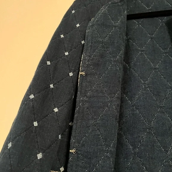 J. McLaughlin Dark Blue Quilted Blazer with Fringe Trim - Picture 6 of 6